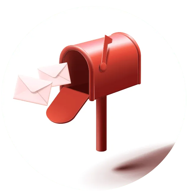 a mail box icon with letters coming out of it.