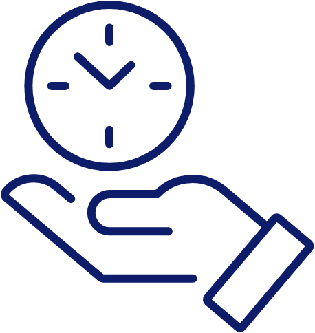 an icon of a hand holding a clock